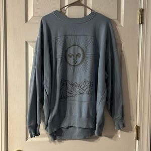 women’s blue sweatshirt